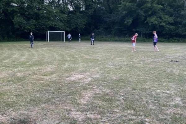 Boldspil på plænen